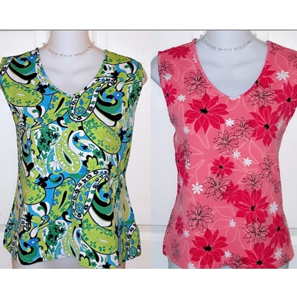 Bundle - 2 Sleeveless V-neck Stretch Tops